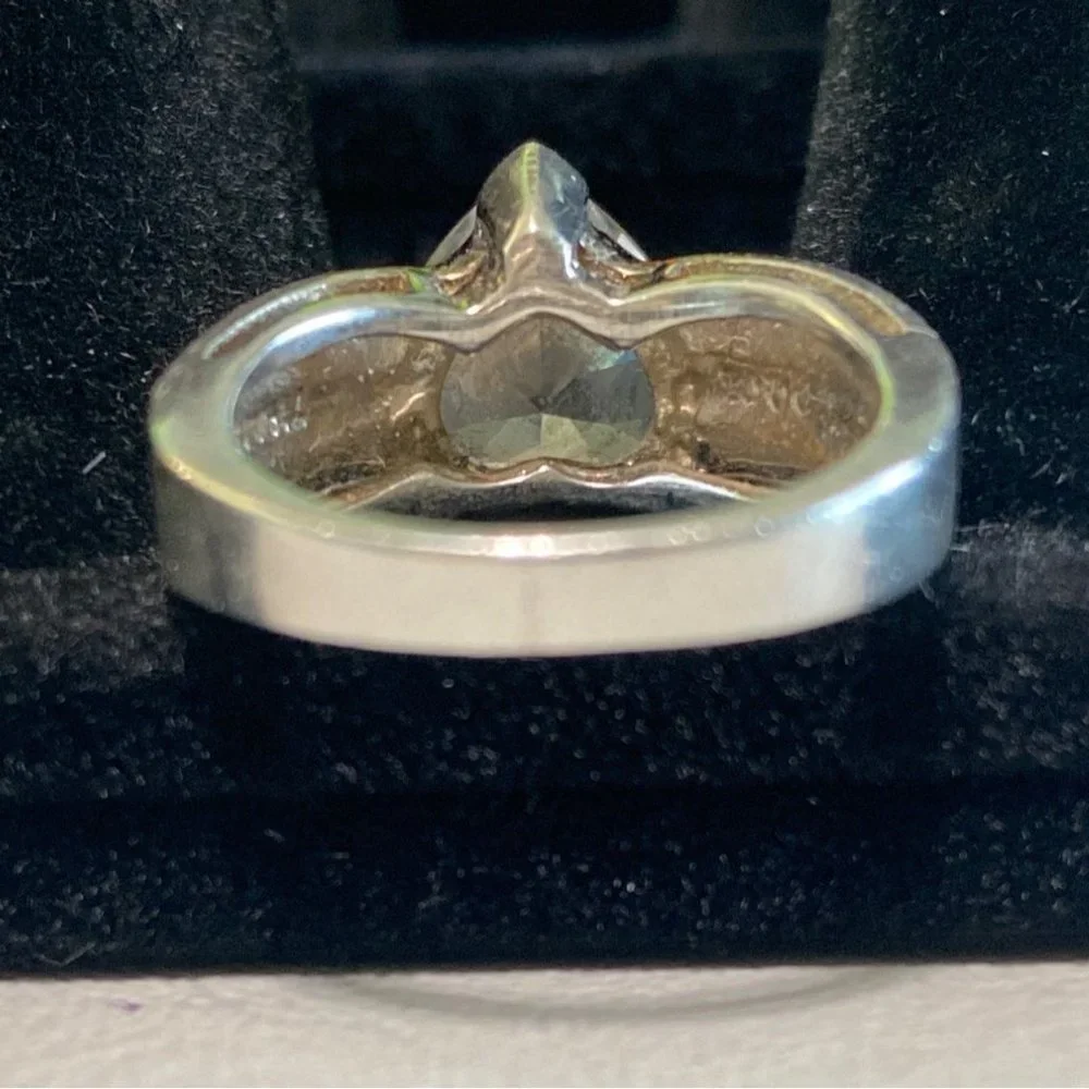Ring Heart CZ Cubic Zirconia Size 4 Faceted Vintage Jewelry Sterling Silver Stam - Picture 7 of 16